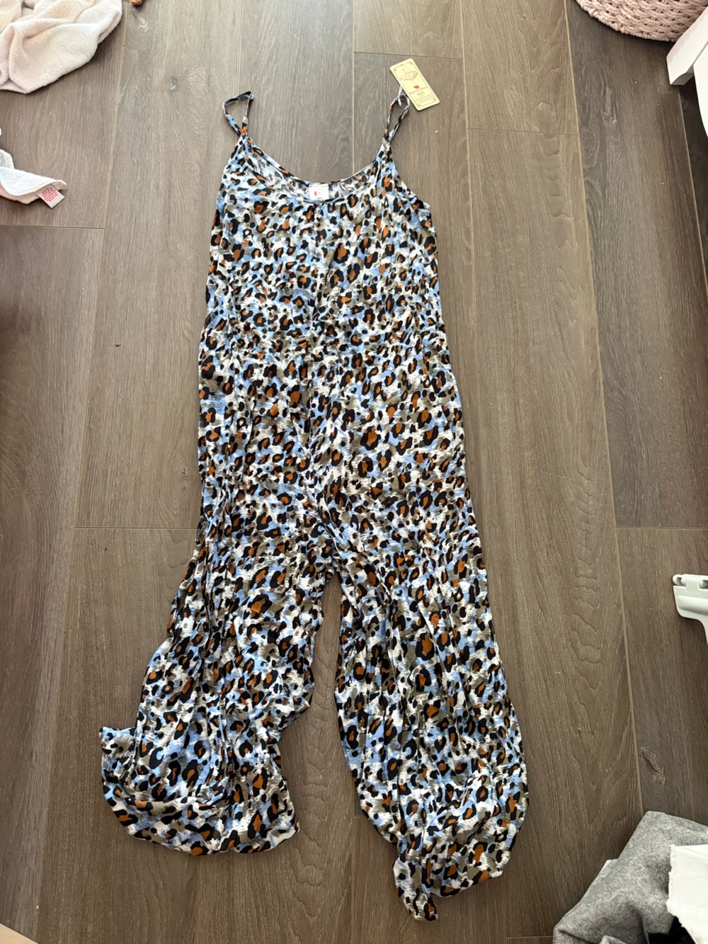 Leopard Print Jumpsuit in Blue and Brown